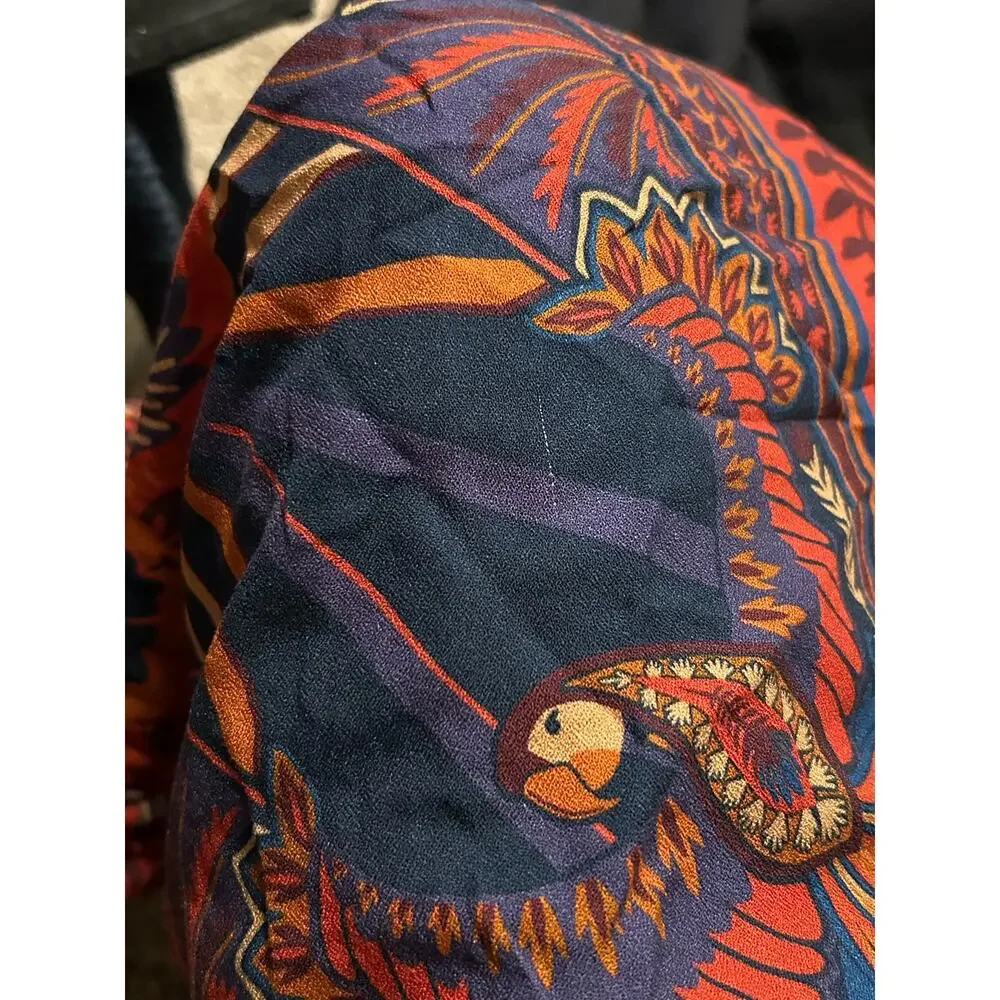 Farm Rio Anthropologie‎ Macaw Arabesque Midi Dress Puffed Sleeves Boho Sz XS - Picture 6 of 6